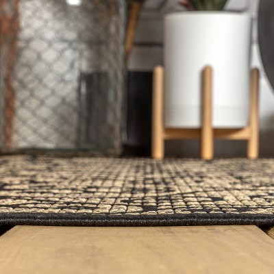 Madrid Vintage Boho-Chic Black/Khaki Flatweave 4x6 Area Rug