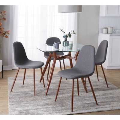 Clara-Pebble 5-Piece Clear Glass and Brown Upholstered Dining Set