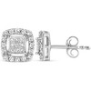 Haus of Brilliance Silver 1/2 Cttw Round and Princess-Cut Diamond Stud Earrings - 2 of 4
