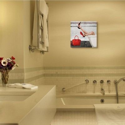 Fashion Red Heels and Wine Canvas Wall Art, 17 x 17
