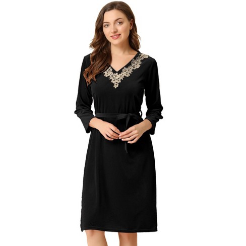 Black long 2025 sleeve nightgown