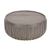 Royal Hampton Alisha 36 Inch Coffee Table, Handcrafted Drum Shape with Ribbed Edges, Mango Wood - 4 of 4