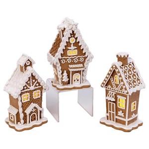 Gerson LED Brown/White Lighted Gingerbread Table Decor 7 in. - Case of 3 - 1 of 2