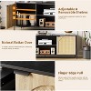 TV Stand Fits TV up to 75'', Rattan Entertainment Center with Adjustable Shelf, Mid Century Modern Media Console Table with 2 Storage Cabinets and - 4 of 4