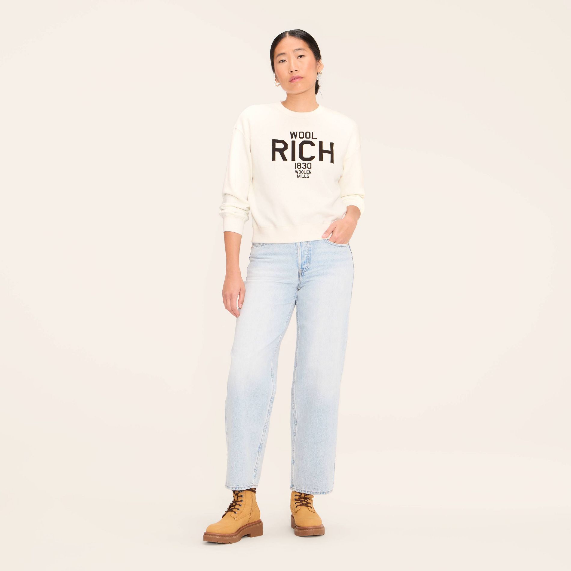 Women's Graphic Print Pullover Sweatshirt - Woolrich x Target Cream XL