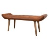 Storied Home Goat Leather Bench Tobacco: Mango Wood Frame, Rectangular Upholstered Ottoman, Adult Assembly - 4 of 4