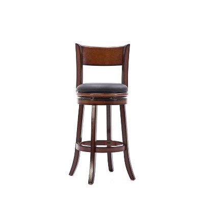 Palmetto 29" Brandy Brown Leather Swivel Counter Height Barstool