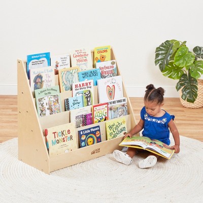 Natural Birch Single-Sided Kids Book Display Shelf