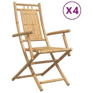 vidaXL Bamboo Folding Patio Chairs - Brown, 4 Pcs, 20.9"x26"x39" - Garden/Patio Seat, Water-Resistant, Armrest, Foldable - 1 of 4