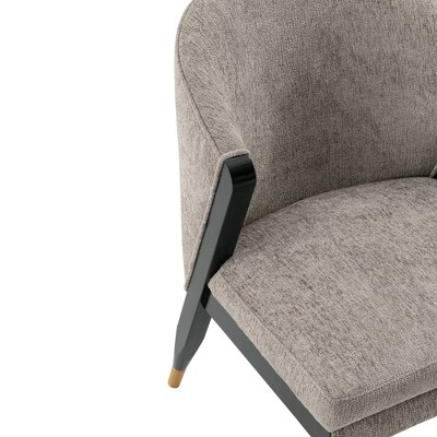 Stone Gray Boucle Upholstered Side Chair with Elm Wood Legs