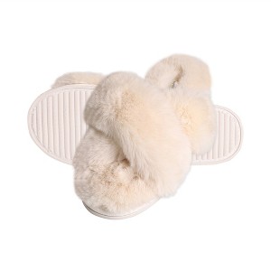 Jessica Simpson Womens Cross Band Plush Slide Slipper Slide - 1 of 4