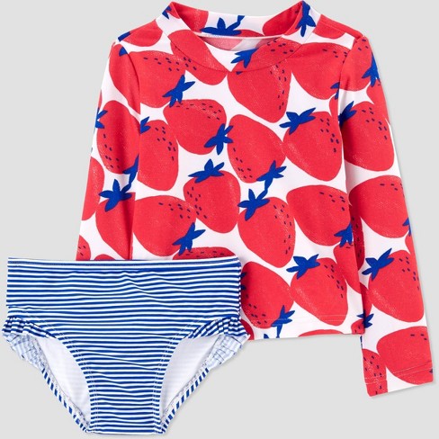 Carters Rash Guard Swimsuit Rashguard Girls Swim Bathing Suit 2 Pc Shirt Bottoms 