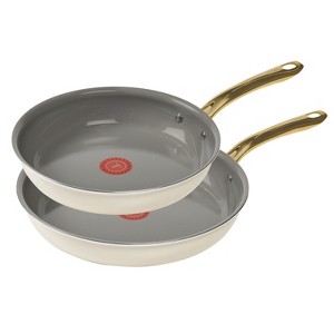 T-fal  8.5" & 11" Ceramic Nonstick Frypan Set, Preserve Ceramic, Almond Butter - 1 of 4