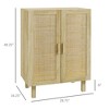 Boho Kitchen Cabinet, Buffet Cabinet with 2 Rattan Doors and Adjustable Shelves for Dining Room - 3 of 4