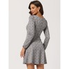Allegra K Women's Fall Vintage Square Neck Long Sleeve Plaid Dress - 4 of 4
