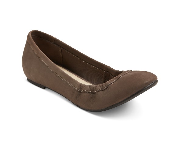 Women's Genuine 1976&#174; Emma Wide Width Leather Ballet Flats - Cement 5.5W