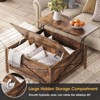 Lift Top Coffee Table, Square Center Table with Hidden Storage Compartment, Brown - 3 of 4