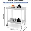 Stainless Steel Work Table with Wheels, Heavy Duty Prep Table with Adjustable Undershelf for Kitchen, Restaurant, Commercial, Silver - 3 of 4