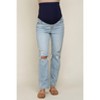 PinkBlush Light Blue Distressed Knee Maternity Jeans - 2 of 4