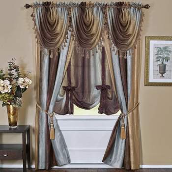 GoodGram Royal Ombre Crushed Semi Sheer Complete 6 Pc. Window Curtain & Valance Set