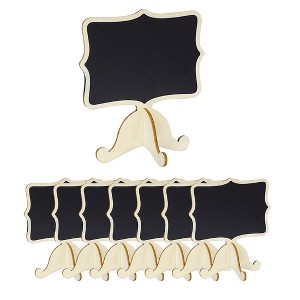 Unique Bargains Wood Mini Chalkboard Signs with Support Easel DIY for Message Tags Beige 8 Pcs - 1 of 4