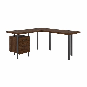 Architect L Shaped Desk with Drawers Modern Walnut - Bush Furniture: Office Corner Workstation, Enclosed Cabinet - 1 of 4