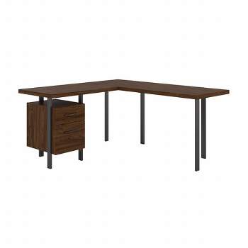Architect L Shaped Desk with Drawers Modern Walnut - Bush Furniture
