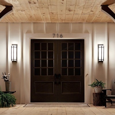 Camden 22.5" Gray Iron Outdoor Wall Light with White Cylinder Shade