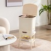 VECELO 12 Gal Kitchen Trash Can with Lid, Garbage Bin with Tissue Holders & Storage Rack, Dog Proof Narrow Dual Compartment Waste Basket, White - 4 of 4