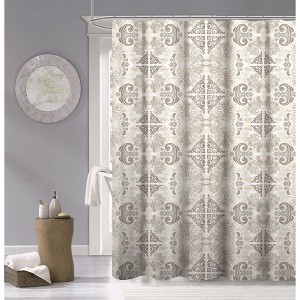 Dainty Home 3D Printed Textured 100% Cotton Shower Curtain - 1 of 3