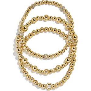 3-Piece Gold Plated Initial Bead Bracelet Set, Personalized Trendy Jewelry Gift for Women - 1 of 4