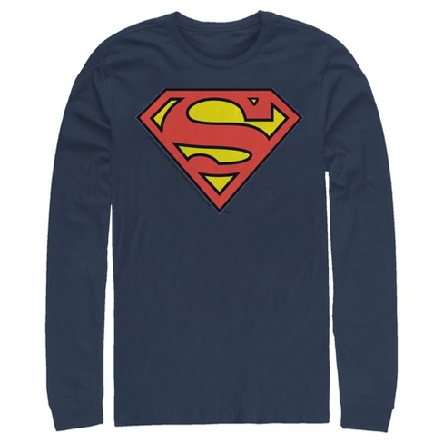 Men's Superman Logo Classic Long Sleeve Shirt - Navy Blue - Large : Target