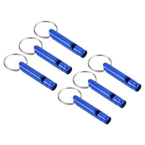 Unique Bargains Aluminum Alloy Camping Hunting Outdoor Survival Signal Whistles with Keychains 6 Pcs - 1 of 4