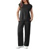 Pinspark 2 Piece Sets for Women Summer Lounge Set Cap Sleeves Sweatsuit Cropped Wide Leg Pants Matching Travel Tracksuit - 2 of 4