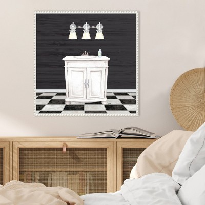 Modern Bathroom I White and Black Canvas Wall Art
