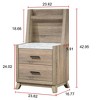 1pc Rustic Transitional Contemporary Nightstand Wall Panel Natural Brown Faux Stone Top w/LED Light Bed Side Cabinet - 4 of 4