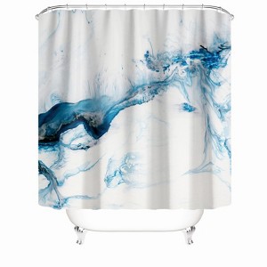 Blue Black Ink Shower Curtains for Bathroom Waterproof Fabric Bath Curtain Durable Soft Stylish Bathroom Decor 72x72 Inch - 1 of 1