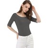 INSPIRE CHIC Women's Half Sleeves Scoop Neck Fitted Layering Soft T-Shirt - 3 of 4