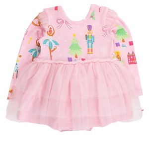 RuffleButts Baby Girls Flutter Tulle Long Sleeve Twirl Romper - 1 of 2