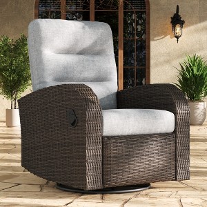 LayinSun Oversized Wicker Outdoor Swivel Glider Recliner Lounge Chair - 1 of 4