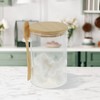 Unique Bargains with Bamboo Lid & Spoon Decorative Jars Wood Color Clear 1 Set - 2 of 4
