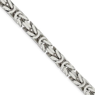 Black Bow Jewelry Mens 8.25mm Sterling Silver Square Solid Byzantine Necklace