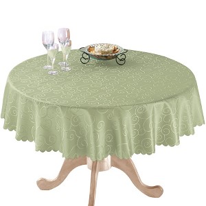Collections Etc Fancy Scroll Scalloped Edge Festive Tablecloth - 1 of 2