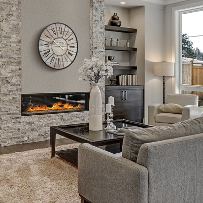 Sorbus Oversized Round Metal and Wood Wall Clock