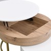 Okak Modern 31.5" Round Coffee Table Lift-top Nesting Coffee Tables with 2 Drawers and Storage for Living Room/Office, Space-Saving - 4 of 4