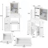 PAGED Makeup Vanity Desk Left Bedside Cabinet Makeup Table with Stool, Socket, LED Mirror, Hair Dryer Bracket for Powder Room - 2 of 4