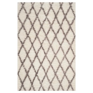 Ivory/Gray Abstract Knotted Area Rug - (6