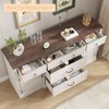 Large Sideboard Buffet with 5 Drawers, 2 Doors & Adjustable Shelves, Wood Coffee Bar Table Cabinet - 3 of 4