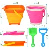 Beach Toys Sand Toys Set, 2 Collapsible Sand Buckets with 1 Shovel and 1 Rake, Summer Outdoors Playing Seaside Garden Pail Toy - 3 of 4
