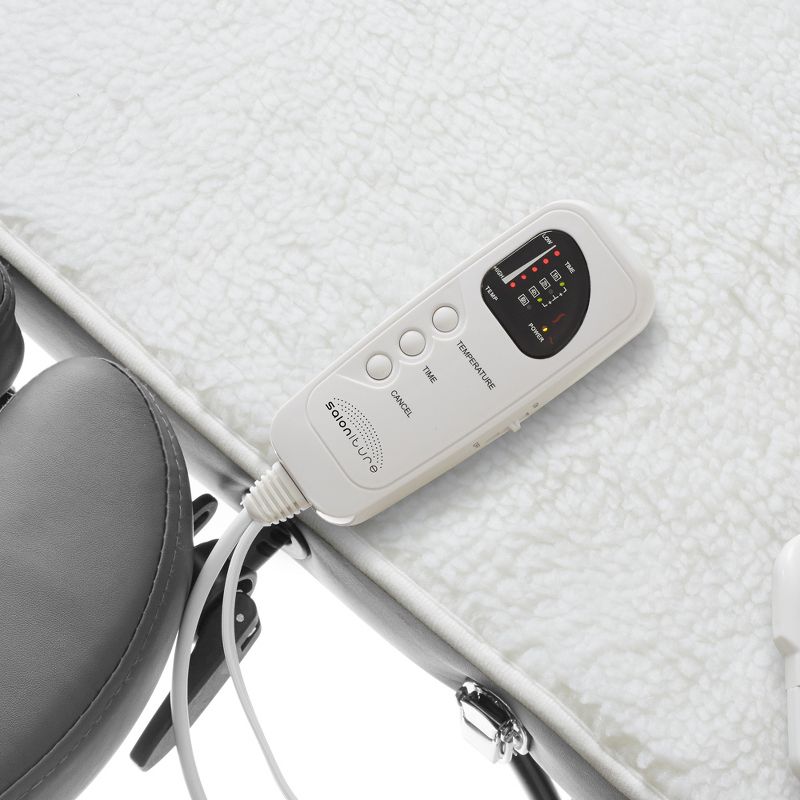 Saloniture Deluxe Massage Table Warmer, Felt Lined Heating Pad with Five Heat Settings - 72" x 30", White, 3 of 7